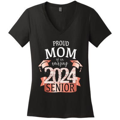 Proud 2024 Senior Mom I Elegant Rose Celebration Outfit Women's V-Neck T-Shirt