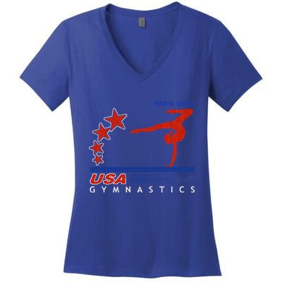 Paris 2025 Summer Games Gymnastics America Sports Women's V-Neck T-Shirt