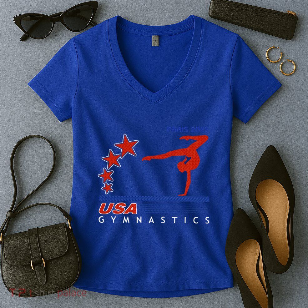 Paris 2025 Summer Games Gymnastics America Sports Women's V-Neck T-Shirt