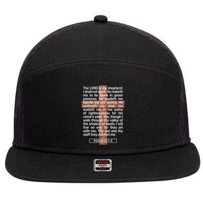 Psalm 23 The Book Of Psalms 2314 The Lord Is My Shepherd 7 Panel Mesh Trucker Snapback Hat