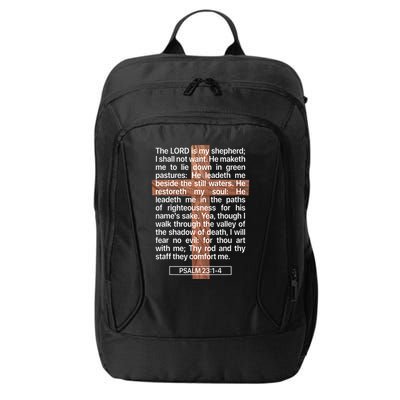 Psalm 23 The Book Of Psalms 2314 The Lord Is My Shepherd City Backpack