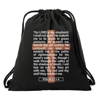Psalm 23 The Book Of Psalms 2314 The Lord Is My Shepherd Drawstring Bag