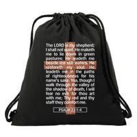 Psalm 23 The Book Of Psalms 2314 The Lord Is My Shepherd Drawstring Bag
