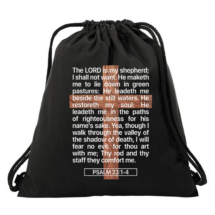 Psalm 23 The Book Of Psalms 2314 The Lord Is My Shepherd Drawstring Bag