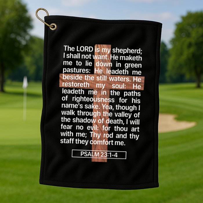 Psalm 23 The Book Of Psalms 2314 The Lord Is My Shepherd Golf Towel