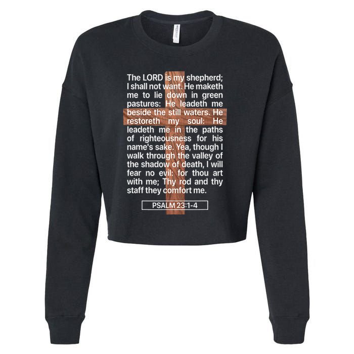 Psalm 23 The Book Of Psalms 2314 The Lord Is My Shepherd Cropped Pullover Crew