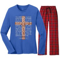 Psalm 23 The Book Of Psalms 2314 The Lord Is My Shepherd Women's Long Sleeve Flannel Pajama Set 