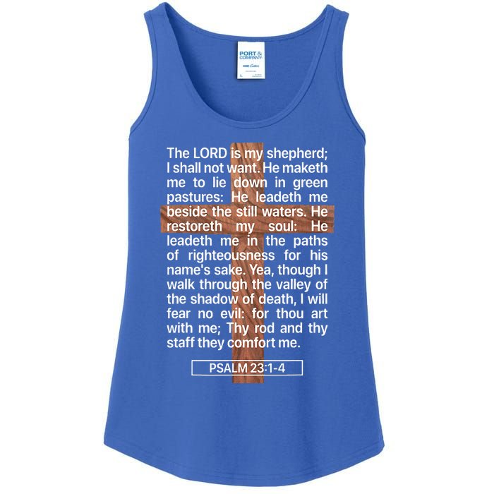 Psalm 23 The Book Of Psalms 2314 The Lord Is My Shepherd Ladies Essential Tank