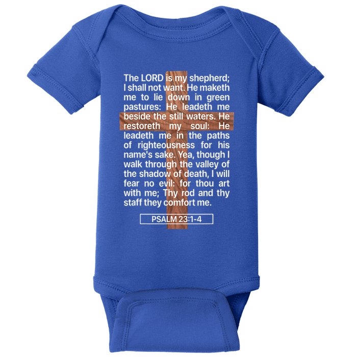 Psalm 23 The Book Of Psalms 2314 The Lord Is My Shepherd Baby Bodysuit