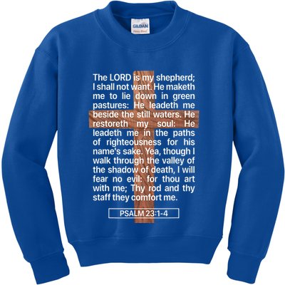 Psalm 23 The Book Of Psalms 2314 The Lord Is My Shepherd Kids Sweatshirt