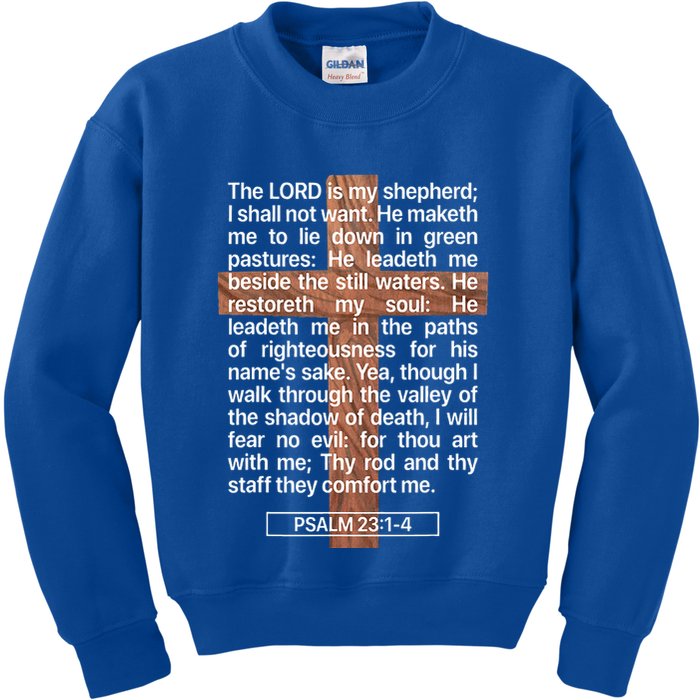 Psalm 23 The Book Of Psalms 2314 The Lord Is My Shepherd Kids Sweatshirt