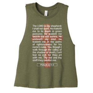 Psalm 23 The Book Of Psalms 2314 The Lord Is My Shepherd Women's Racerback Cropped Tank