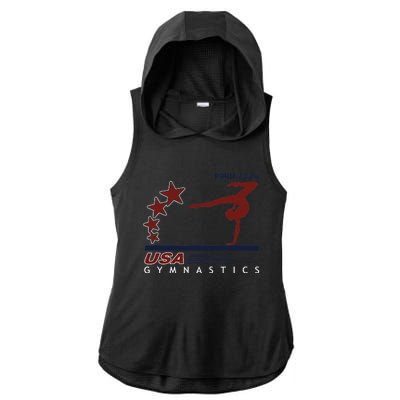 Paris 2024 T.E.A.M U.S.A Gymnastics Support Ladies PosiCharge Tri-Blend Wicking Draft Hoodie Tank