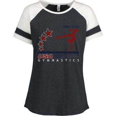 Paris 2024 T.E.A.M U.S.A Gymnastics Support Enza Ladies Jersey Colorblock Tee