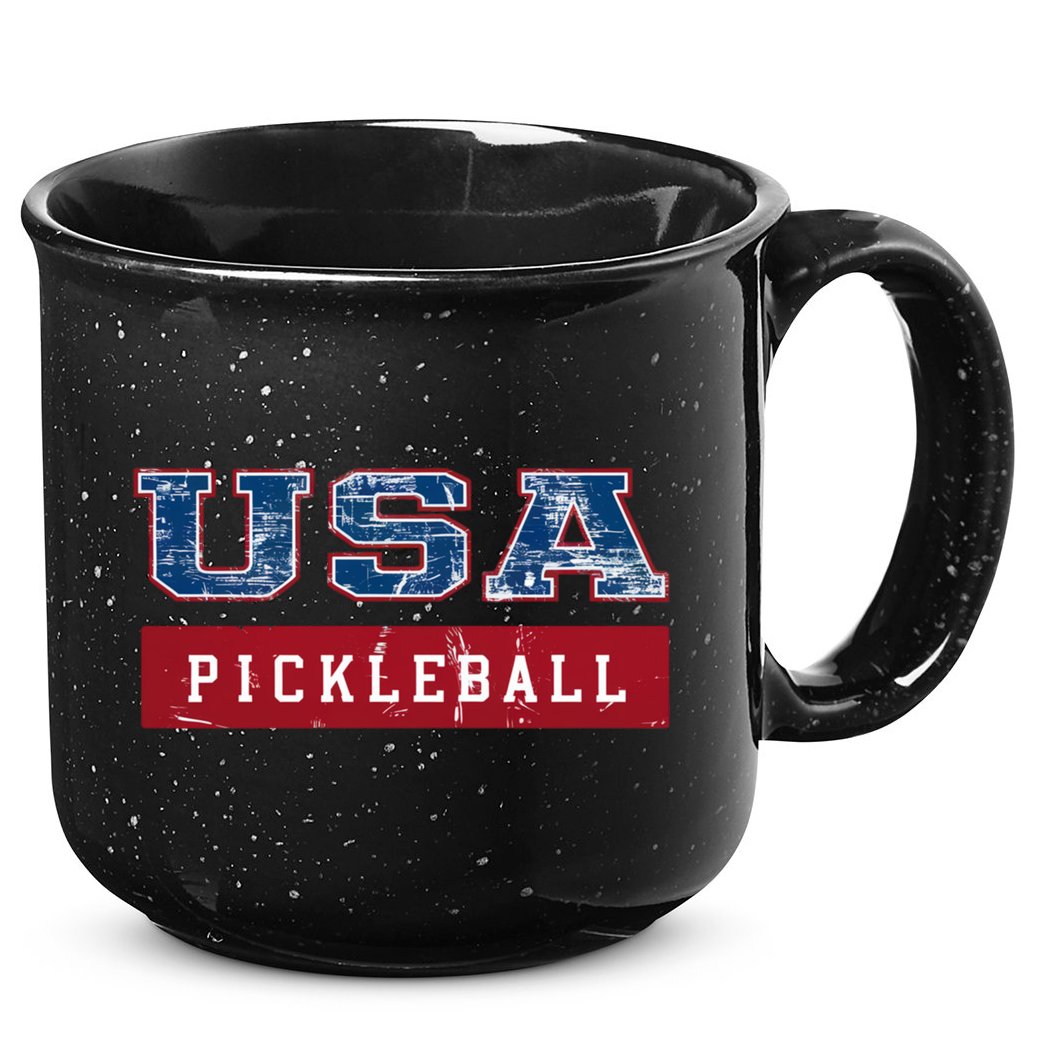 Pickleball 2024 Us Flag Patriotic American Sports Fan Usa Funny Gift 15oz Campfire Ceramic Mug