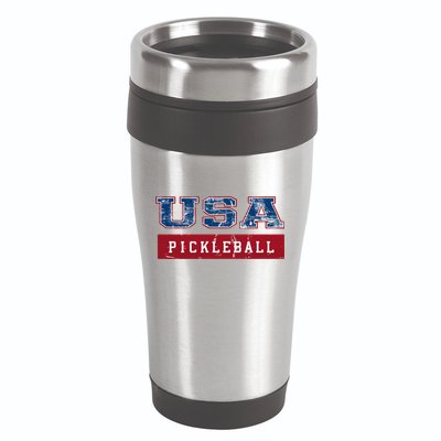 Pickleball 2024 Us Flag Patriotic American Sports Fan Usa Funny Gift 16oz Travel Tumbler
