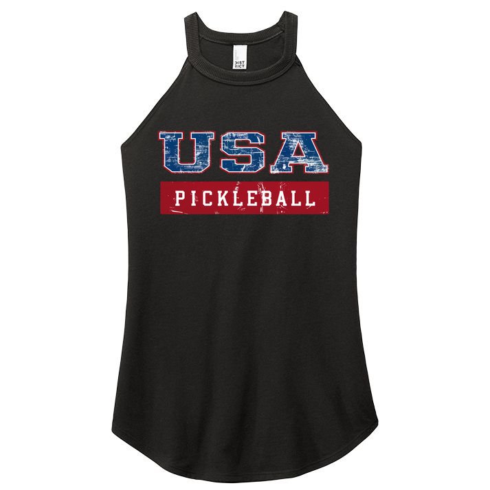 Pickleball 2024 Us Flag Patriotic American Sports Fan Usa Funny Gift Women's Perfect Tri Rocker Tank