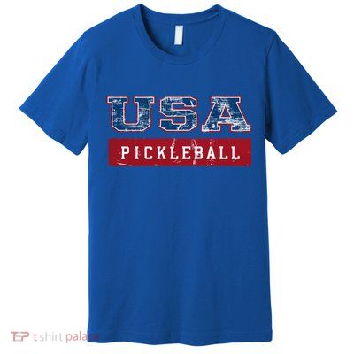 Pickleball 2024 Us Flag Patriotic American Sports Fan Usa Funny Gift Premium T-Shirt
