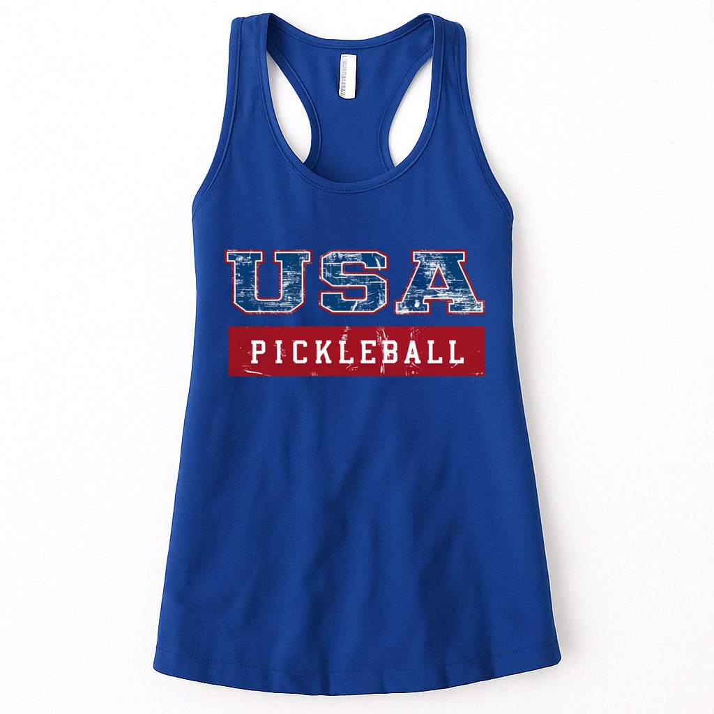 Pickleball 2024 Us Flag Patriotic American Sports Fan Usa Funny Gift Womens Tank Top