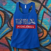 Pickleball 2024 Us Flag Patriotic American Sports Fan Usa Funny Gift Womens Tank Top
