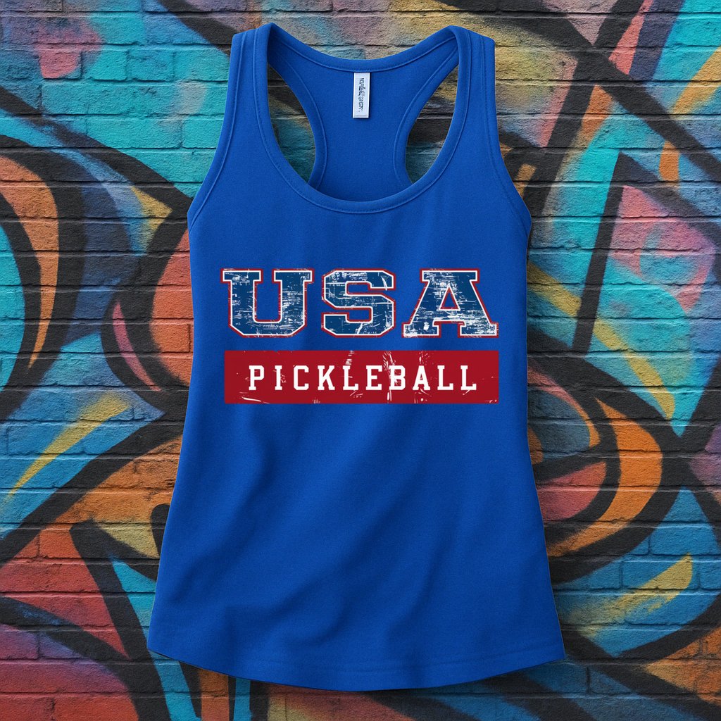 Pickleball 2024 Us Flag Patriotic American Sports Fan Usa Funny Gift Womens Tank Top