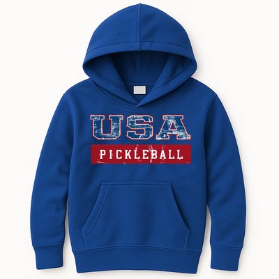 Pickleball 2024 Us Flag Patriotic American Sports Fan Usa Funny Gift Kids Hoodie