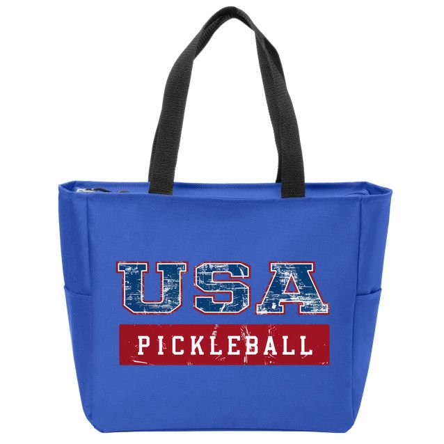 Pickleball 2024 Us Flag Patriotic American Sports Fan Usa Funny Gift Zip Tote Bag