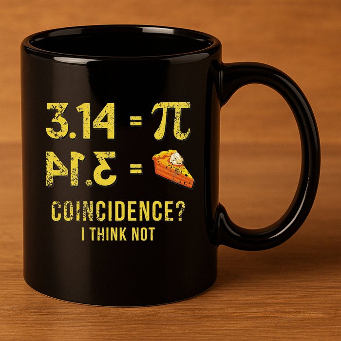 Pi 3 14 = Pie Coincidence I Think Not Math Pun 11oz C Handle Ceramic Mug