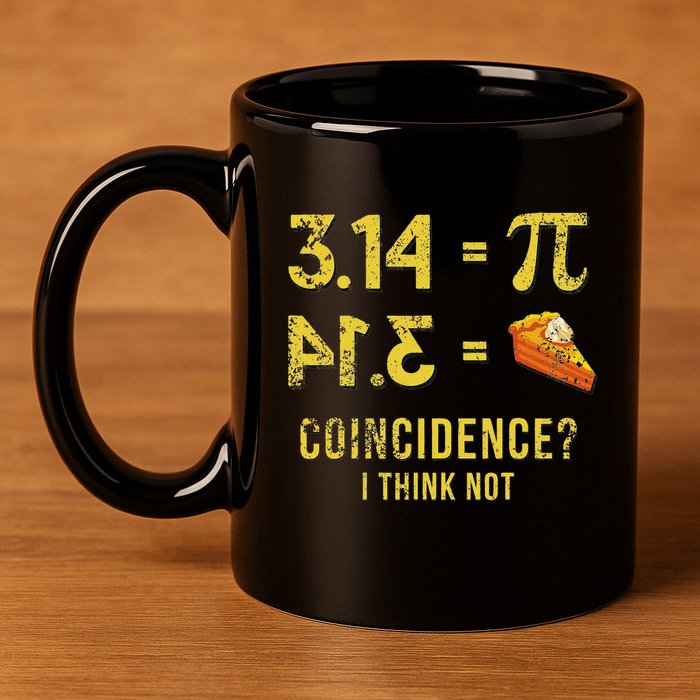 Pi 3 14 = Pie Coincidence I Think Not Math Pun 11oz C Handle Ceramic Mug