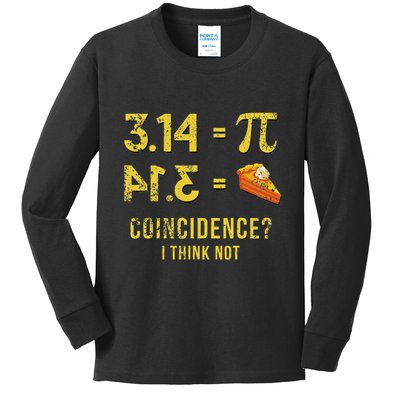 Pi 3 14 = Pie Coincidence I Think Not Math Pun Kids Long Sleeve Shirt