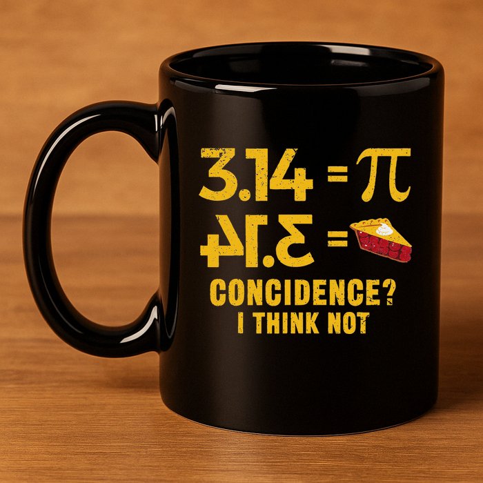 Pi 3 14 = Pie Coincidence I Think Not Math Pun 11oz C Handle Ceramic Mug