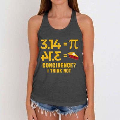 Pi 3 14 = Pie Coincidence I Think Not Math Pun Women's Knotted Racerback Tank
