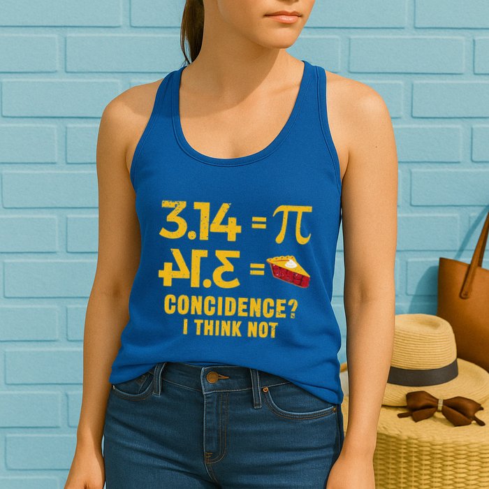 Pi 3 14 = Pie Coincidence I Think Not Math Pun Womens Tank Top
