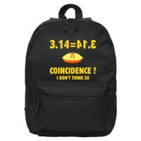 Pi 3.14 Equals Pie Not A Coincidence Funny Math Pun Pi Day 16 in Basic Backpack