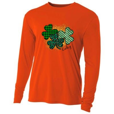 Plaid 3 Lucky Shamrock Green Leopard Irish St Patrick's Day Cooling Performance Long Sleeve Crew