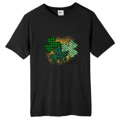 Plaid 3 Lucky Shamrock Green Leopard Irish St Patrick's Day Tall Fusion ChromaSoft Performance T-Shirt