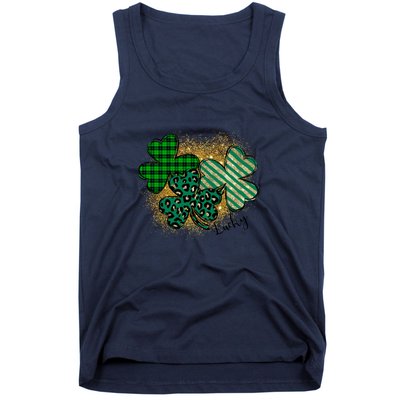 Plaid 3 Lucky Shamrock Green Leopard Irish St Patrick's Day Tank Top