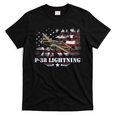 P 38 Lightning P38 Ww2 Aircraft Fighter Jet Pilot Veteran T-Shirt