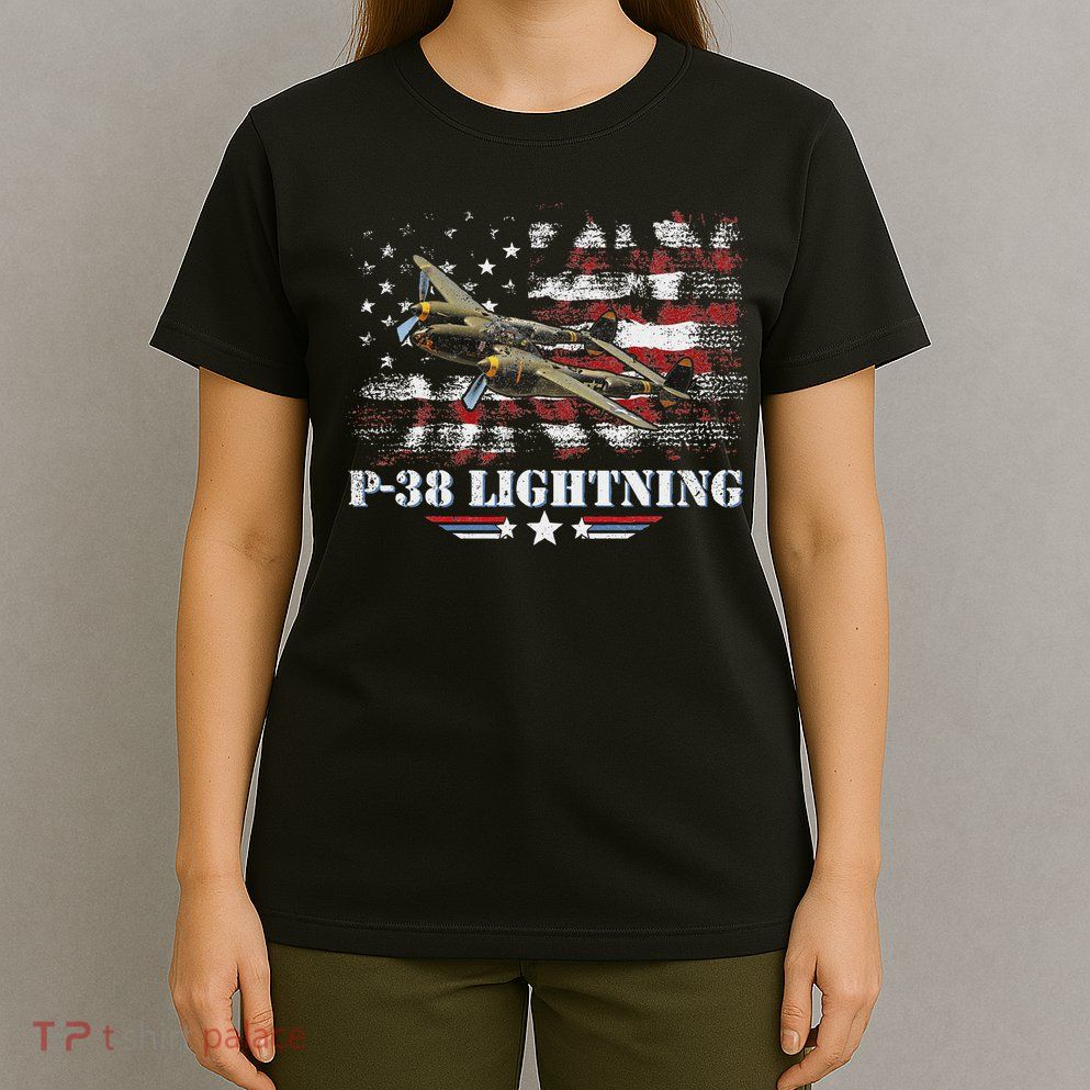 P 38 Lightning P38 Ww2 Aircraft Fighter Jet Pilot Veteran T-Shirt