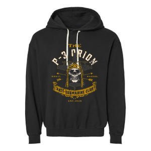 P 3 Orion Anti Submarine Aircraft Skull Distressed Garment-Dyed Fleece Hoodie