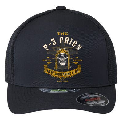 P 3 Orion Anti Submarine Aircraft Skull Distressed Flexfit Unipanel Trucker Cap