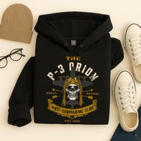 P 3 Orion Anti Submarine Aircraft Skull Distressed Hoodie