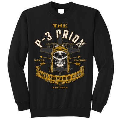 P 3 Orion Anti Submarine Aircraft Skull Distressed Sweatshirt