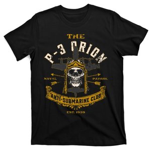 P 3 Orion Anti Submarine Aircraft Skull Distressed T-Shirt