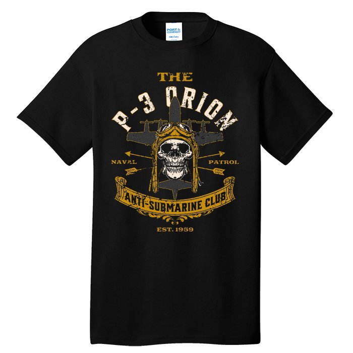 P 3 Orion Anti Submarine Aircraft Skull Distressed Tall T-Shirt