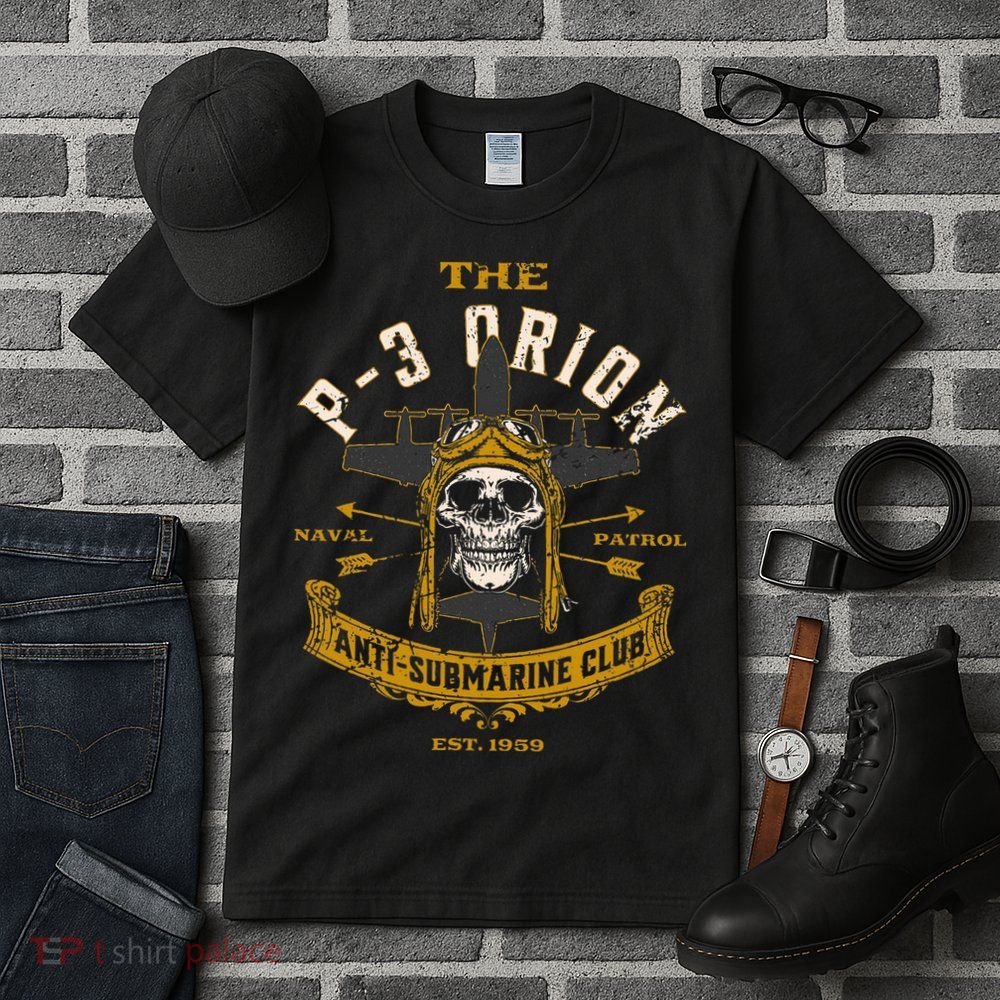 P 3 Orion Anti Submarine Aircraft Skull Distressed Tall T-Shirt