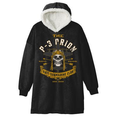 P 3 Orion Anti Submarine Aircraft Skull Distressed Hooded Wearable Blanket