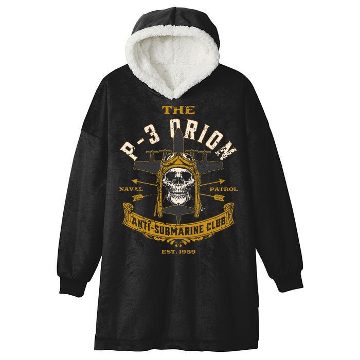 P 3 Orion Anti Submarine Aircraft Skull Distressed Hooded Wearable Blanket