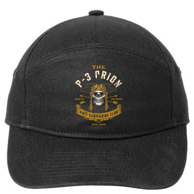 P 3 Orion Anti Submarine Aircraft Skull Distressed 7-Panel Snapback Hat