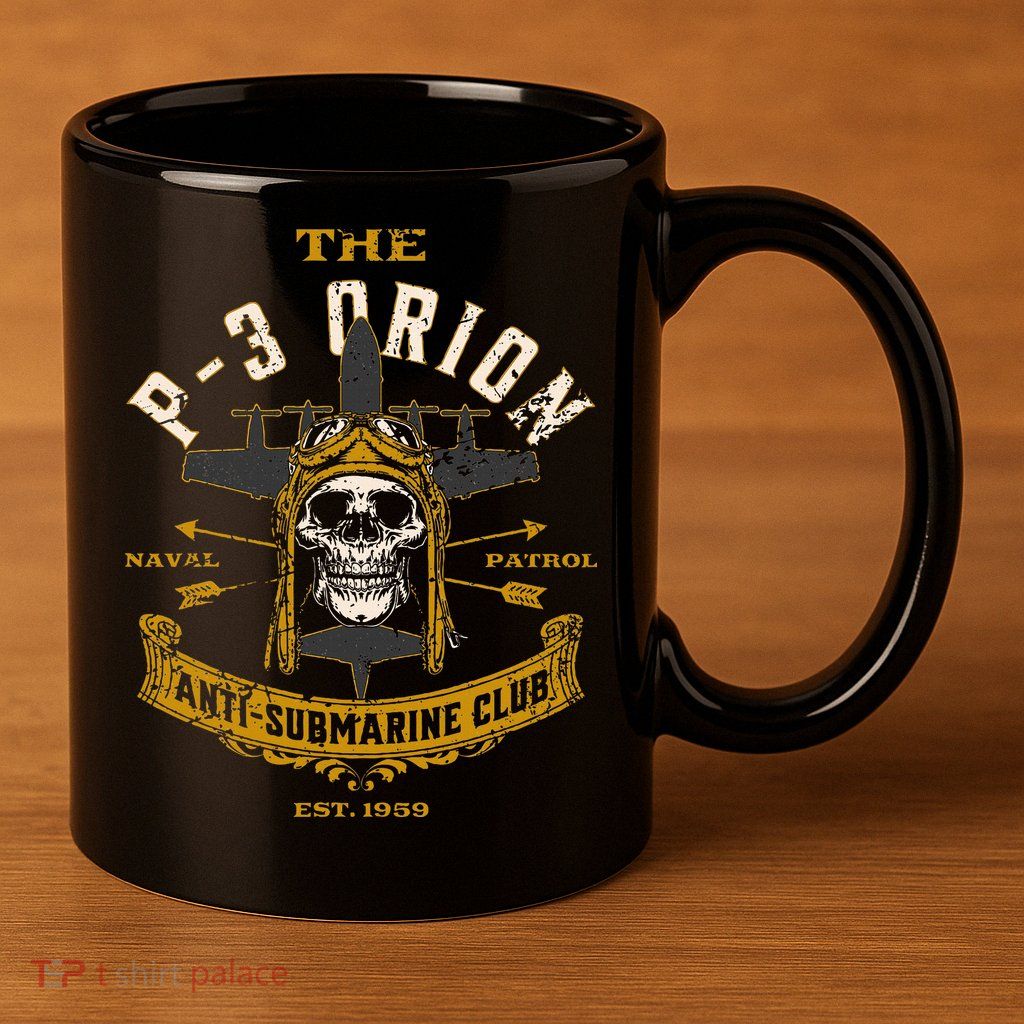 P 3 Orion Anti Submarine Aircraft Skull Distressed 11oz C Handle Ceramic Mug